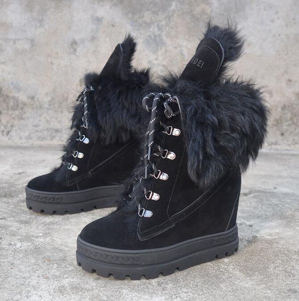 boot design mark interior wool 8cm suede lace up to skin wedge winter boots woman, Black
boot design mark interior wool 8cm suede lace up to skin wedge winter boots woman, Black