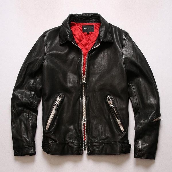 korea fashion vintage slim fit motorcycle leather jacket men sheepskin zipper biker tight rider coat for male men's & faux, Black
korea fashion vintage slim fit motorcycle leather jacket men sheepskin zipper biker tight rider coat for male men's & faux, Black