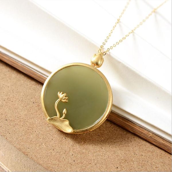 chains silver inlaid natural hetian jade lotus blossom round brand pendant necklace chinese style retro charm women's jewelry
chains silver inlaid natural hetian jade lotus blossom round brand pendant necklace chinese style retro charm women's jewelry