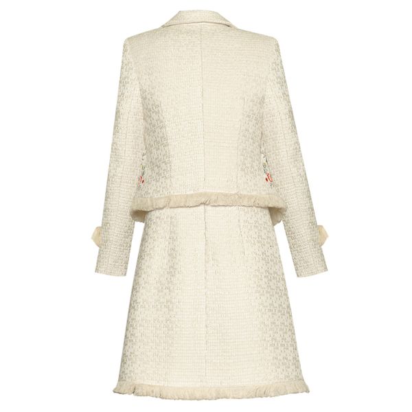 dress seqinyy beige suit of embroidered flowers spring fall fashion design feminine runway short jacket + mini vest, White
dress seqinyy beige suit of embroidered flowers spring fall fashion design feminine runway short jacket + mini vest, White