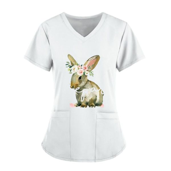 women's t-shirt 2021 plus size uniform summer print women short sleeve v-neck easter working t-shirts with pocket #t1g, White
women's t-shirt 2021 plus size uniform summer print women short sleeve v-neck easter working t-shirts with pocket #t1g, White