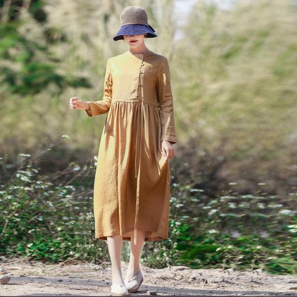 casual dresses 2021 autumn long sleeved causal 100% linen fabric elegant mid women vestidos, Black;gray
casual dresses 2021 autumn long sleeved causal 100% linen fabric elegant mid women vestidos, Black;gray