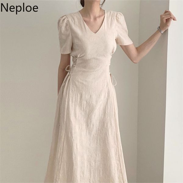 neploe korean style temperament dresses solid v-neck short puff sleeve bandage vestidos summer elegant fashion dress 1b802 210623, Black;gray
neploe korean style temperament dresses solid v-neck short puff sleeve bandage vestidos summer elegant fashion dress 1b802 210623, Black;gray