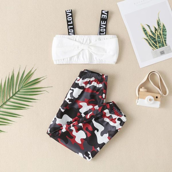 infant camisole vest + camouflage trousers, bow decoration elastic band, letter printing summer clothing girl's 2pcs 2021 sets, White
infant camisole vest + camouflage trousers, bow decoration elastic band, letter printing summer clothing girl's 2pcs 2021 sets, White