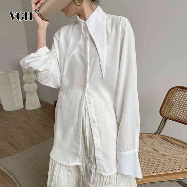 vgh white elegant minimalist shirts for women lapel long sleeve casual loose straight blouses female spring fashion clothes 210421
vgh white elegant minimalist shirts for women lapel long sleeve casual loose straight blouses female spring fashion clothes 210421