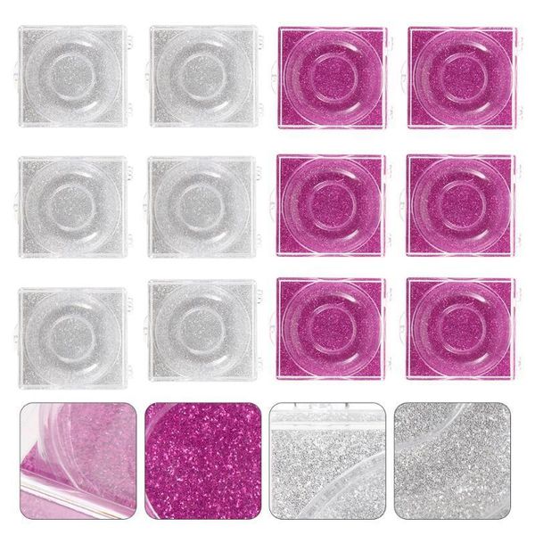 12pcs square false eyelash boxes empty clear storage box (rosy, silver) eyelashes1
