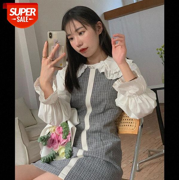korean bubble horn long sleeve pullover lapel check vest dress women trendy #xr01, White;black
korean bubble horn long sleeve pullover lapel check vest dress women trendy #xr01, White;black