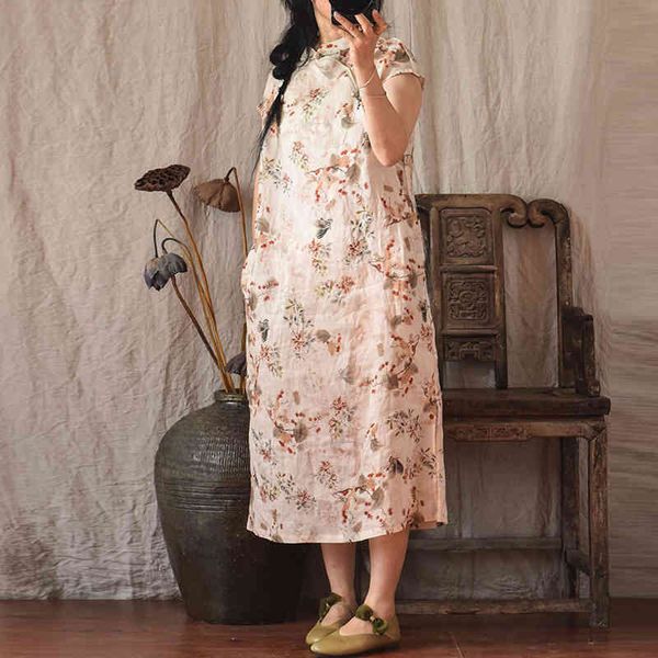 johnature women chinese style slim dresses ramie print floral stand short sleeve summer vintage cheongsam 210521, Black;gray
johnature women chinese style slim dresses ramie print floral stand short sleeve summer vintage cheongsam 210521, Black;gray
