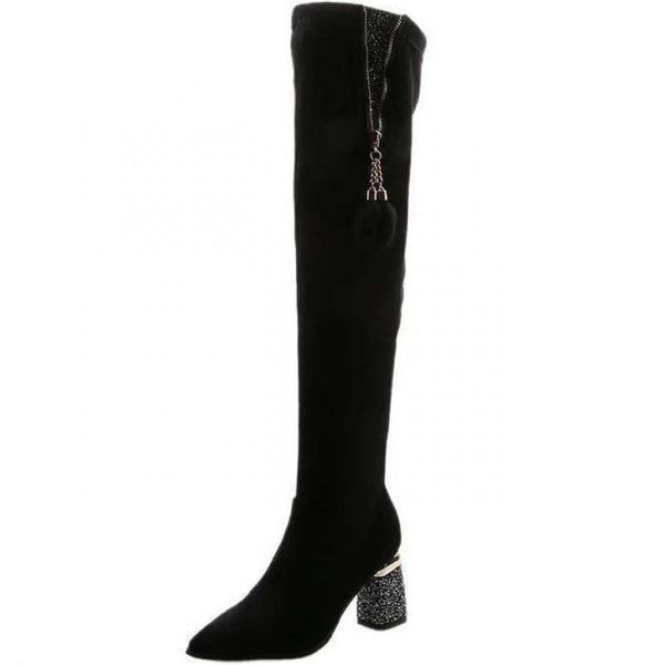 boots winter over-the-knee women's stretch fabric thigh high-shoes round heel crystal long, Black
boots winter over-the-knee women's stretch fabric thigh high-shoes round heel crystal long, Black