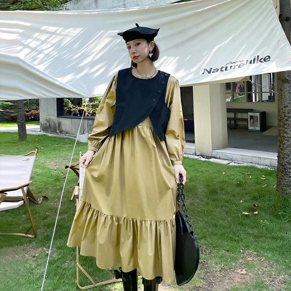 casual dresses superaen french o neck solid a line folds shirt dress female 2021 autumn loose slim vest two-piece suit, Black;gray
casual dresses superaen french o neck solid a line folds shirt dress female 2021 autumn loose slim vest two-piece suit, Black;gray
