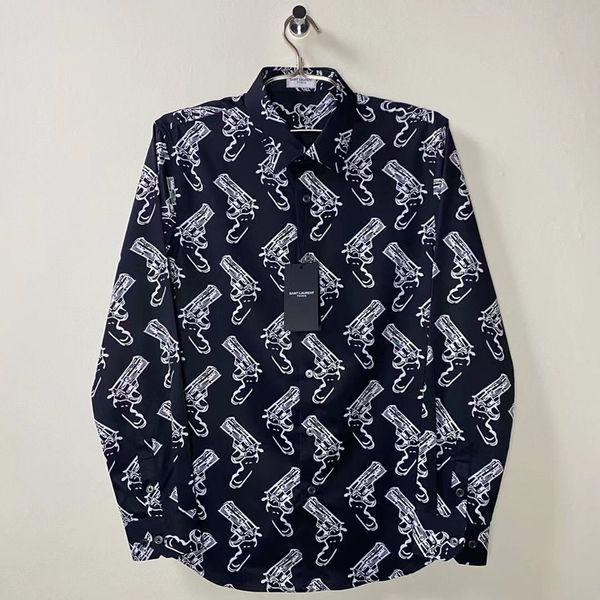 men and women's shirt high version silk note pistol starry high street fashion long-sleeved jacket, White;black
men and women's shirt high version silk note pistol starry high street fashion long-sleeved jacket, White;black