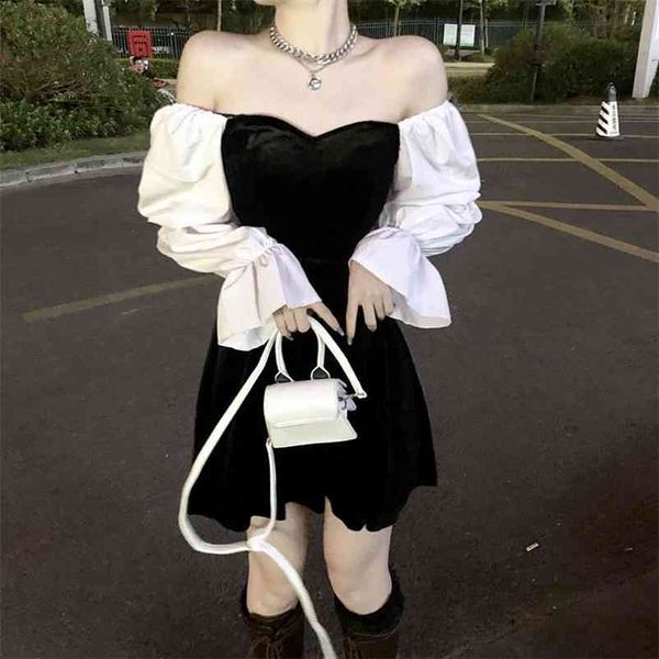 wonder off shoulder elegant dress patchwork party mini female high street korean backless 210510, Black;gray
wonder off shoulder elegant dress patchwork party mini female high street korean backless 210510, Black;gray