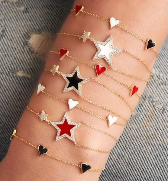 charm bracelets white blue red enamel star cz design gold filled women lady fashion jewelry bracelet, Golden;silver
charm bracelets white blue red enamel star cz design gold filled women lady fashion jewelry bracelet, Golden;silver