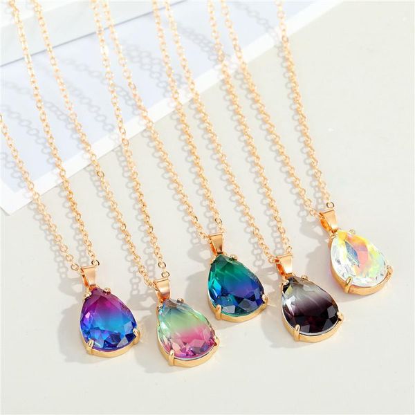 pendant necklaces 1pcs blingbling crystal water drop necklace for women jewelry minimalist gradient colorful geometric clavicle chain, Silver
pendant necklaces 1pcs blingbling crystal water drop necklace for women jewelry minimalist gradient colorful geometric clavicle chain, Silver