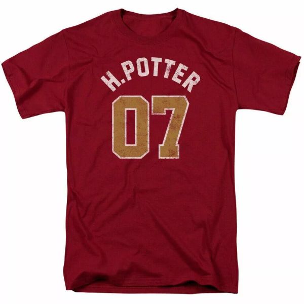 Harry Potter Potter Jersey T Shirt Mens Licensed Wizard Movie Hogwarts Cardinal, White;black