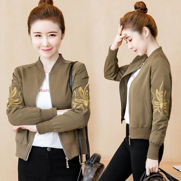#5656 short jacket women embroidery casual thin womens jackets and coats harajuku baseball ladies clothes spring autumn women's, Black;brown
#5656 short jacket women embroidery casual thin womens jackets and coats harajuku baseball ladies clothes spring autumn women's, Black;brown
