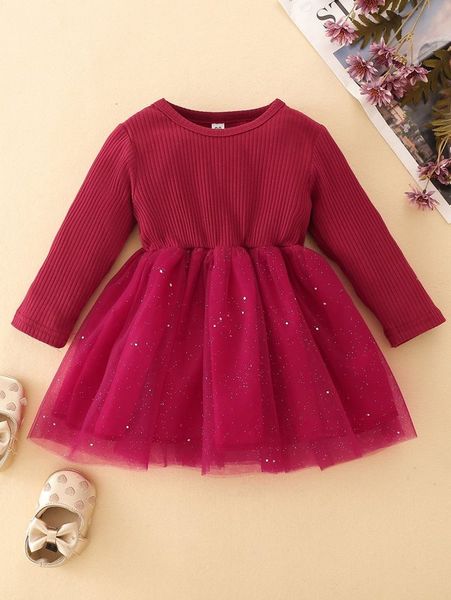 baby contrast sequin mesh hem dress she, Red;yellow
baby contrast sequin mesh hem dress she, Red;yellow