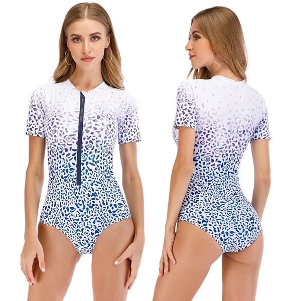 women's swimwear designer bikini surf suit print short sleeve diving front zipper bathing women one piece conjoined swimsuit o9wb, White;black
women's swimwear designer bikini surf suit print short sleeve diving front zipper bathing women one piece conjoined swimsuit o9wb, White;black