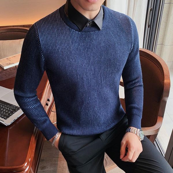 men's sweaters autumn winter business striped sweater men clothing fake-2pieces slim fit casual knitted pull homme british style, White;black
men's sweaters autumn winter business striped sweater men clothing fake-2pieces slim fit casual knitted pull homme british style, White;black