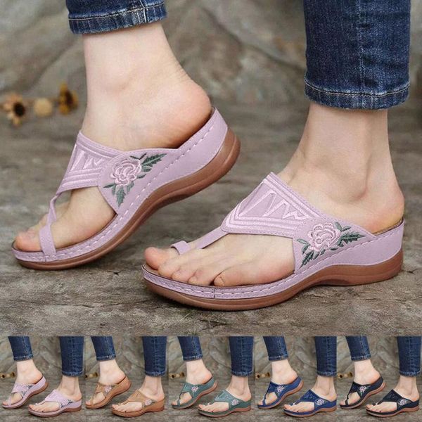 large size embroidered buckle clip finger comfortable wedge heel female sandals flip flops ladies shoes plus anti-slip r5 slippers, Black
large size embroidered buckle clip finger comfortable wedge heel female sandals flip flops ladies shoes plus anti-slip r5 slippers, Black