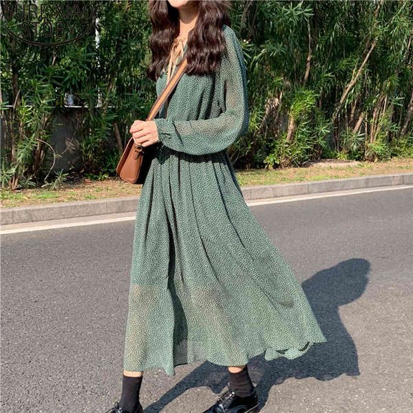 vintage lace up dot green chiffon women elastic waist female long dress spring a-line vestidos femme 9886 210417, Black;gray
vintage lace up dot green chiffon women elastic waist female long dress spring a-line vestidos femme 9886 210417, Black;gray