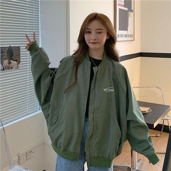 women's jackets autumn baseball uniform jacket green female coat loose korean bat sleeve, Black;brown
women's jackets autumn baseball uniform jacket green female coat loose korean bat sleeve, Black;brown