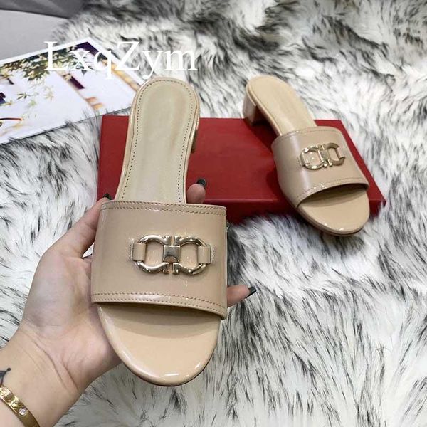 slippers summer women slides sheepskin heels open toe metal decor outside zapatos de mujer brand shoes, Black
slippers summer women slides sheepskin heels open toe metal decor outside zapatos de mujer brand shoes, Black