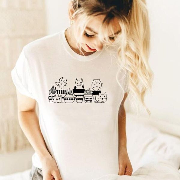 women's t-shirt kitty cactus funny printed women t shirts short sleeve big size graphic tee shirt streetwear woman kawaii clothes drops, White
women's t-shirt kitty cactus funny printed women t shirts short sleeve big size graphic tee shirt streetwear woman kawaii clothes drops, White
