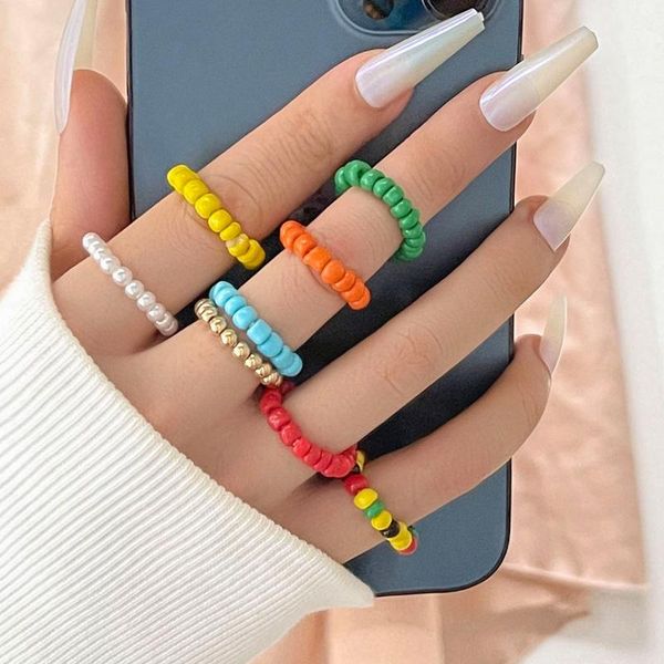 cluster rings trendy creative trend bohemian style colored rice beads personality fashion combination elastic women's ring eight-piece s, Golden;silver
cluster rings trendy creative trend bohemian style colored rice beads personality fashion combination elastic women's ring eight-piece s, Golden;silver
