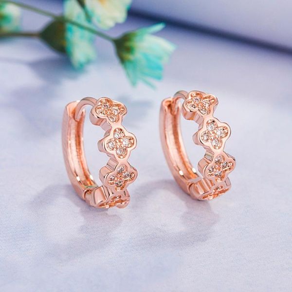hoop & huggie fashion rose gold plated earrings with shiny zirconia 4 leaves clover design for women party sweet luxury jewelry gift hf8, Golden;silver
hoop & huggie fashion rose gold plated earrings with shiny zirconia 4 leaves clover design for women party sweet luxury jewelry gift hf8, Golden;silver