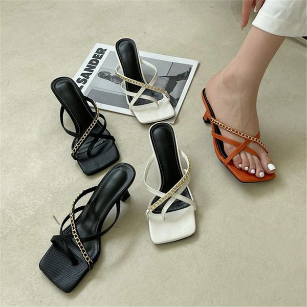 summer fashion women low high heels metal chain pinch flip flops slippers lxury sandals quality slides big size shoes, Black
summer fashion women low high heels metal chain pinch flip flops slippers lxury sandals quality slides big size shoes, Black