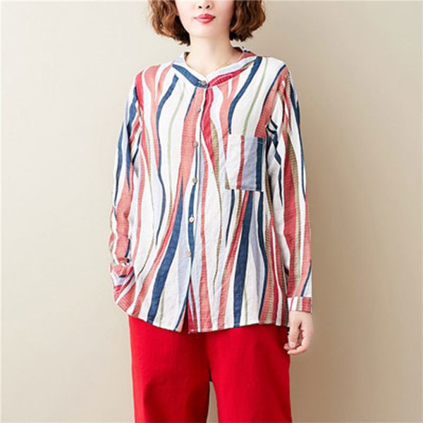 autumn arts female style sleeve long shirt drops cotton striped color shirts casual size large femme vintage m638, White
autumn arts female style sleeve long shirt drops cotton striped color shirts casual size large femme vintage m638, White