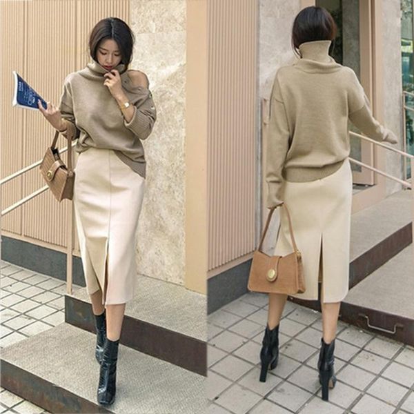 women's sweaters 2021 single shoulder high collar cashmere sweater long sleeve korea button open loose and thick knit, White;black
women's sweaters 2021 single shoulder high collar cashmere sweater long sleeve korea button open loose and thick knit, White;black