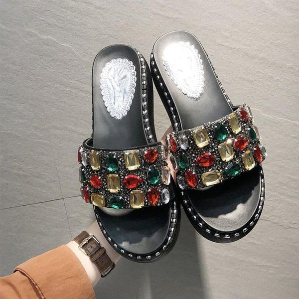 slippers women summer 2021 shoes shiny gemstone rhinestone sandals 6cm platform casual women's flat, Black
slippers women summer 2021 shoes shiny gemstone rhinestone sandals 6cm platform casual women's flat, Black