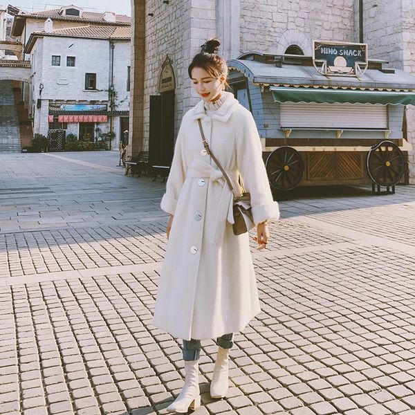 women's wool & blends winter clothes women fashion eleant korean style belt white woolen trench coat for single breasted slim long over, Black
women's wool & blends winter clothes women fashion eleant korean style belt white woolen trench coat for single breasted slim long over, Black
