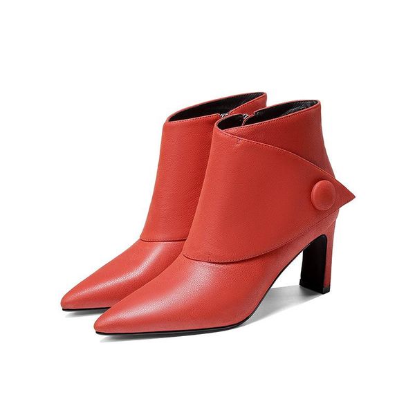 dress shoes autumn and winter 2021 first layer cowhide full leather short boots naked pointed high heels cow tendon sole simple, Black
dress shoes autumn and winter 2021 first layer cowhide full leather short boots naked pointed high heels cow tendon sole simple, Black