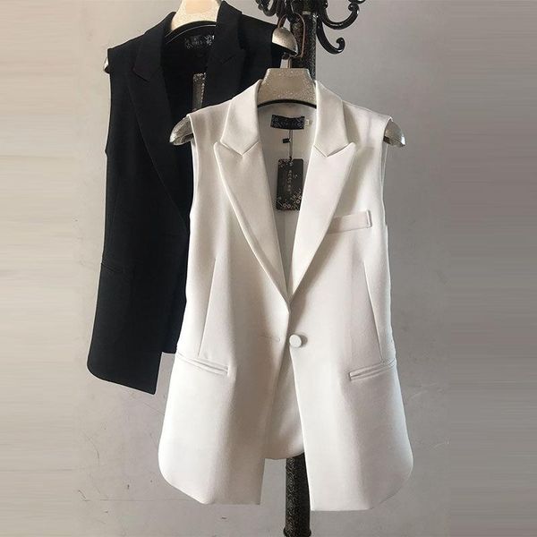 women spring autumn casual suit vest female notched loose button sleeveless lady elegant solid oversize waistcoat i251 women's vests, Black;white
women spring autumn casual suit vest female notched loose button sleeveless lady elegant solid oversize waistcoat i251 women's vests, Black;white