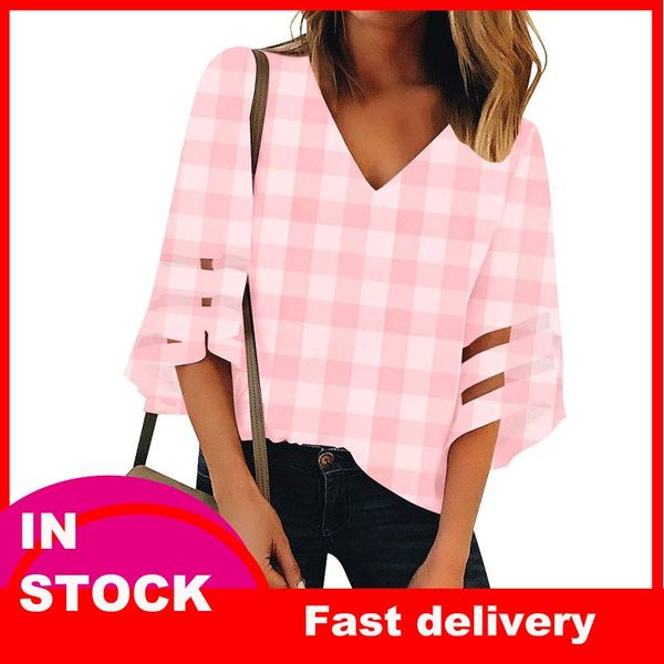 women's blouses & shirts 40#plaid printed blouse women summer hollow out v neck three quarter sleeve shirt pullover elegant, White
women's blouses & shirts 40#plaid printed blouse women summer hollow out v neck three quarter sleeve shirt pullover elegant, White