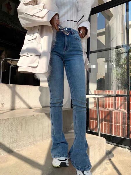 version high ann high waist straight jeans women's micro flared slim stretch horseshoe pants black pants, Blue
version high ann high waist straight jeans women's micro flared slim stretch horseshoe pants black pants, Blue