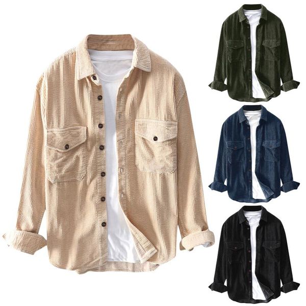 men's casual shirts corduroy solid shirt long sleeve pocket turn-down collar long-sleeved two-pocket lapel, White;black
men's casual shirts corduroy solid shirt long sleeve pocket turn-down collar long-sleeved two-pocket lapel, White;black