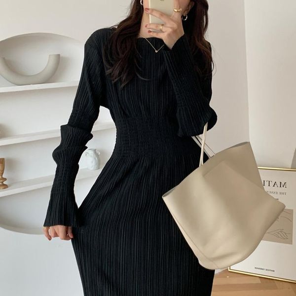 casual dresses antumn winter vintage elegant dress women long sleeve pleated striped ladies korean midi black woman 2021 vestidos, Black;gray
casual dresses antumn winter vintage elegant dress women long sleeve pleated striped ladies korean midi black woman 2021 vestidos, Black;gray