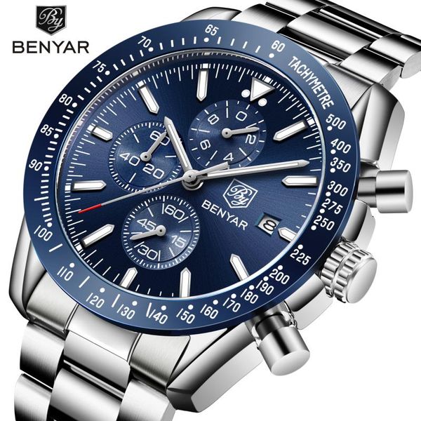 wristwatches benyar mens watch business stainless steel men quartz chronograph waterproof sports watches, Slivery;brown
wristwatches benyar mens watch business stainless steel men quartz chronograph waterproof sports watches, Slivery;brown