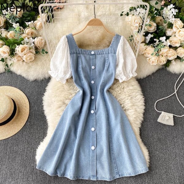 neploe women denim dress square collar puff sleeve dresses sweet contrast color patchwork summer vestidos korean fashion robe 210422, Black;gray
neploe women denim dress square collar puff sleeve dresses sweet contrast color patchwork summer vestidos korean fashion robe 210422, Black;gray