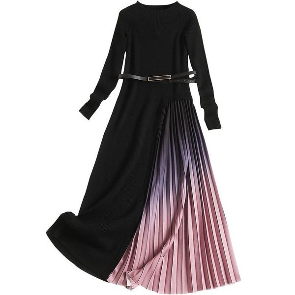 casual dresses 2021 the spring women pleated maxi dress long sleeve o-neck vintage korean fashion elegant ladiesparty clothes, Black;gray
casual dresses 2021 the spring women pleated maxi dress long sleeve o-neck vintage korean fashion elegant ladiesparty clothes, Black;gray