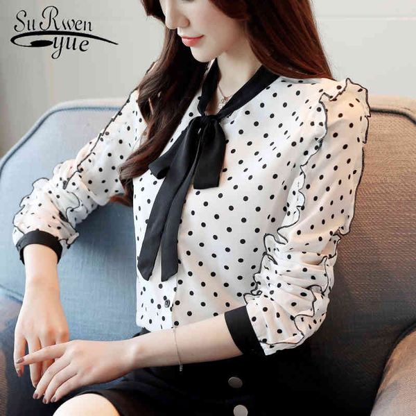 chiffon fashion women blouses autumn polka dot long sleeved shirts female clothing causal bow tie sleeve 1318 40 210521, White
chiffon fashion women blouses autumn polka dot long sleeved shirts female clothing causal bow tie sleeve 1318 40 210521, White