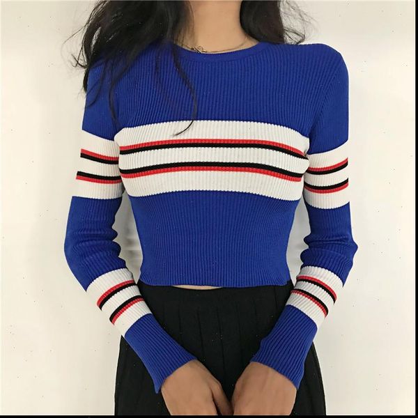 autumn women sweater striped o neck cropped pullover crop for female, White;black
autumn women sweater striped o neck cropped pullover crop for female, White;black