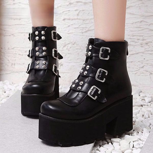 boots 2021 combat for women platforms block high heel punk shoes gothic rivet buckle ankle military big size 34-43, Black
boots 2021 combat for women platforms block high heel punk shoes gothic rivet buckle ankle military big size 34-43, Black