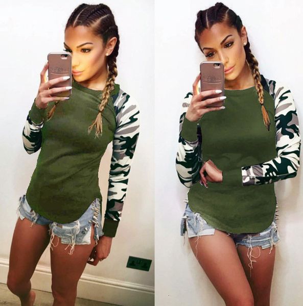 green women army slim tshirts camouflage sleeves patchwork spring autumn long bottoming female clothing, White
green women army slim tshirts camouflage sleeves patchwork spring autumn long bottoming female clothing, White