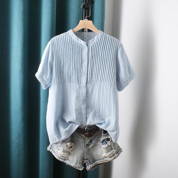 women's blouses & shirts short sleeve shirt summer double cotton loose female top, White
women's blouses & shirts short sleeve shirt summer double cotton loose female top, White
