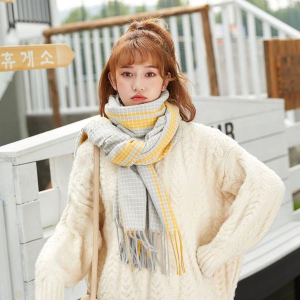 scarves 2021 autumn winter thick cashmere scarf women's warm fashion bufanda wild plaid color striped fringed shawl pañoletas mujer, Blue;gray
scarves 2021 autumn winter thick cashmere scarf women's warm fashion bufanda wild plaid color striped fringed shawl pañoletas mujer, Blue;gray